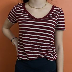 Merona Red and white striped V-Neck T-Shirt